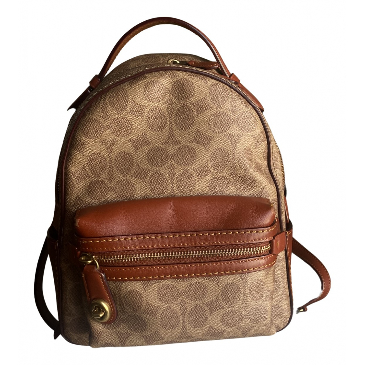 Campus leather backpack Coach Beige in 